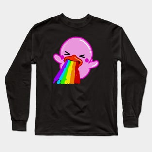 Funny Pink Rubber Duck Puking Rainbows Long Sleeve T-Shirt